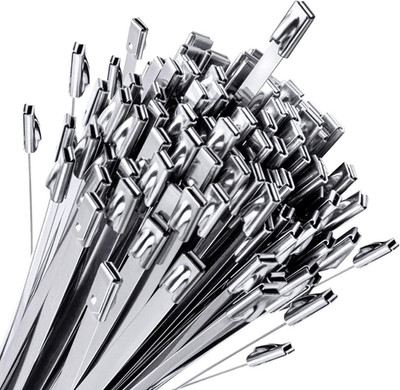 Chain Link Fence Ties 100Pcs Multi-Purpose Self-Locking Metal Zip Ties Stainless