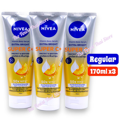 Nivea Super C+ Body Serum Sun Protect Sunscreen SPF50 PA+++ ,  170 ml pack of 3