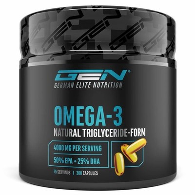 GEN German Elite Nutrition OMEGA 3 4000 Mg 300 Kapseln Fischöl NEU & OVP 11/2027
