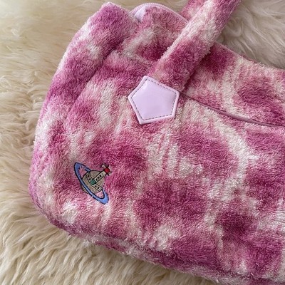vivienne westwood レオパード巾着 Vivienne Westwood Vintage Pink Leopard Terrycloth Towel Bag made