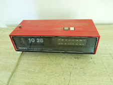 Vintage 70s Red Sony 8FC-59WA Flip Clock Radio AM/FM Radio ~ Alarm Wks Clock Not