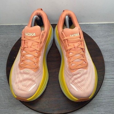 Hoka Bondi 8 Running Shoes Athletic Women 10.5B Coral Peach