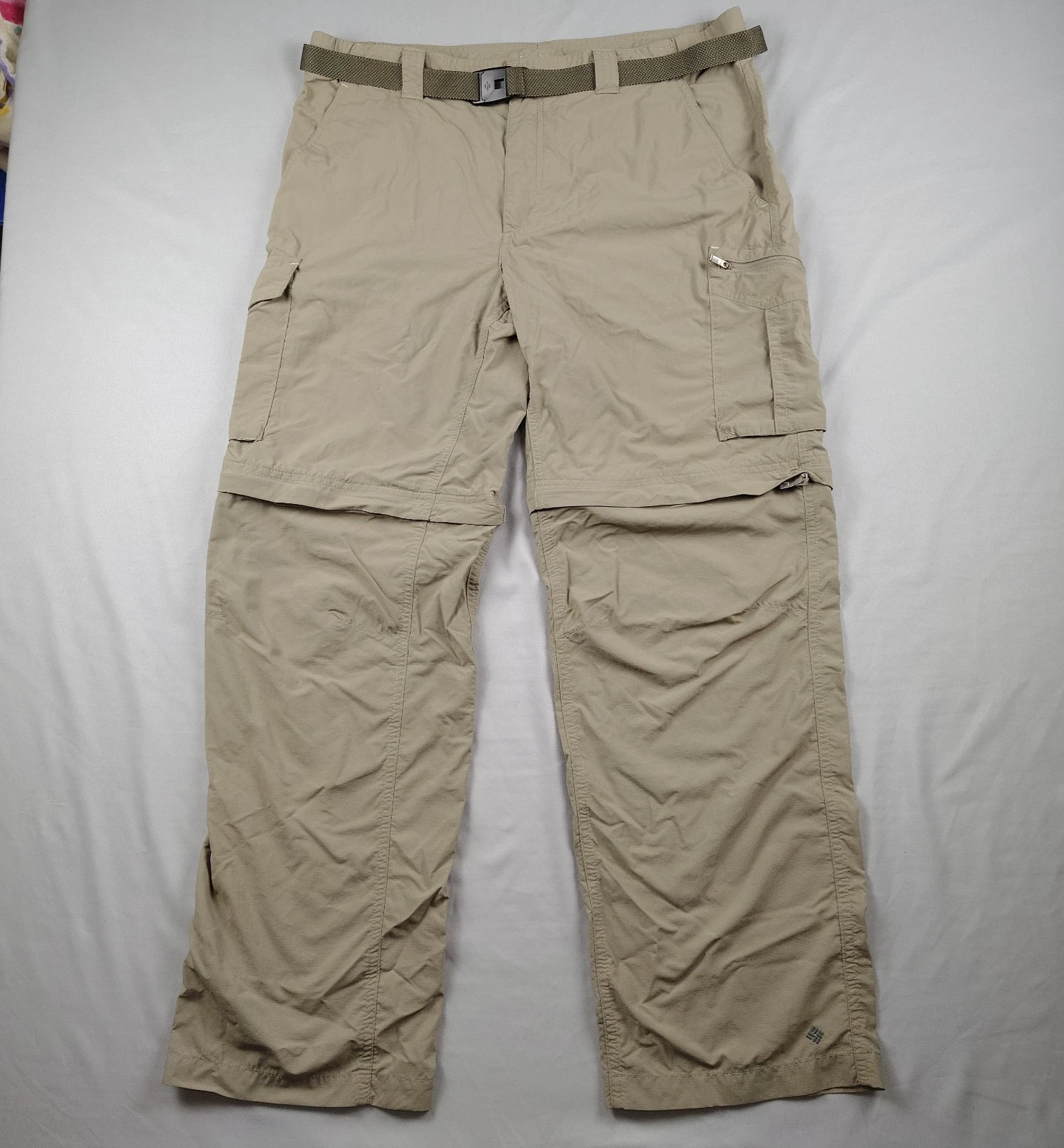 Columbia Omni Shade Convertible Hiking Pants Mens 36x30 Tan Zip Off Cargo