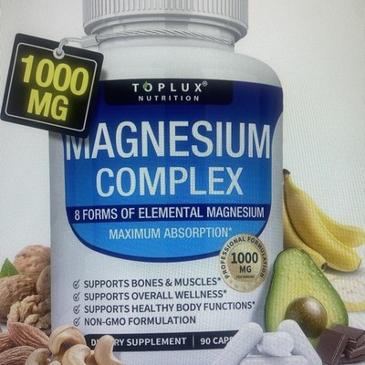 Toplux 8 Forms Magnesium Complex 1000mg Daily Mineral Health Supplement