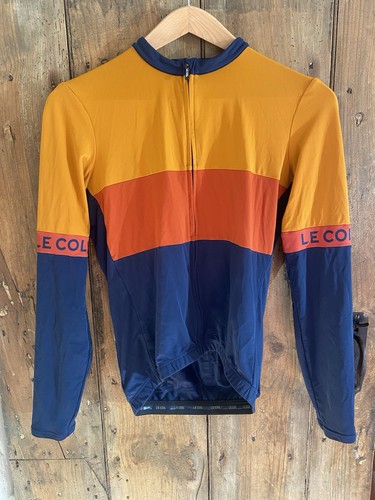 Le Col Langarm Sport Orange und Blau Herren Radtrikot Größe M