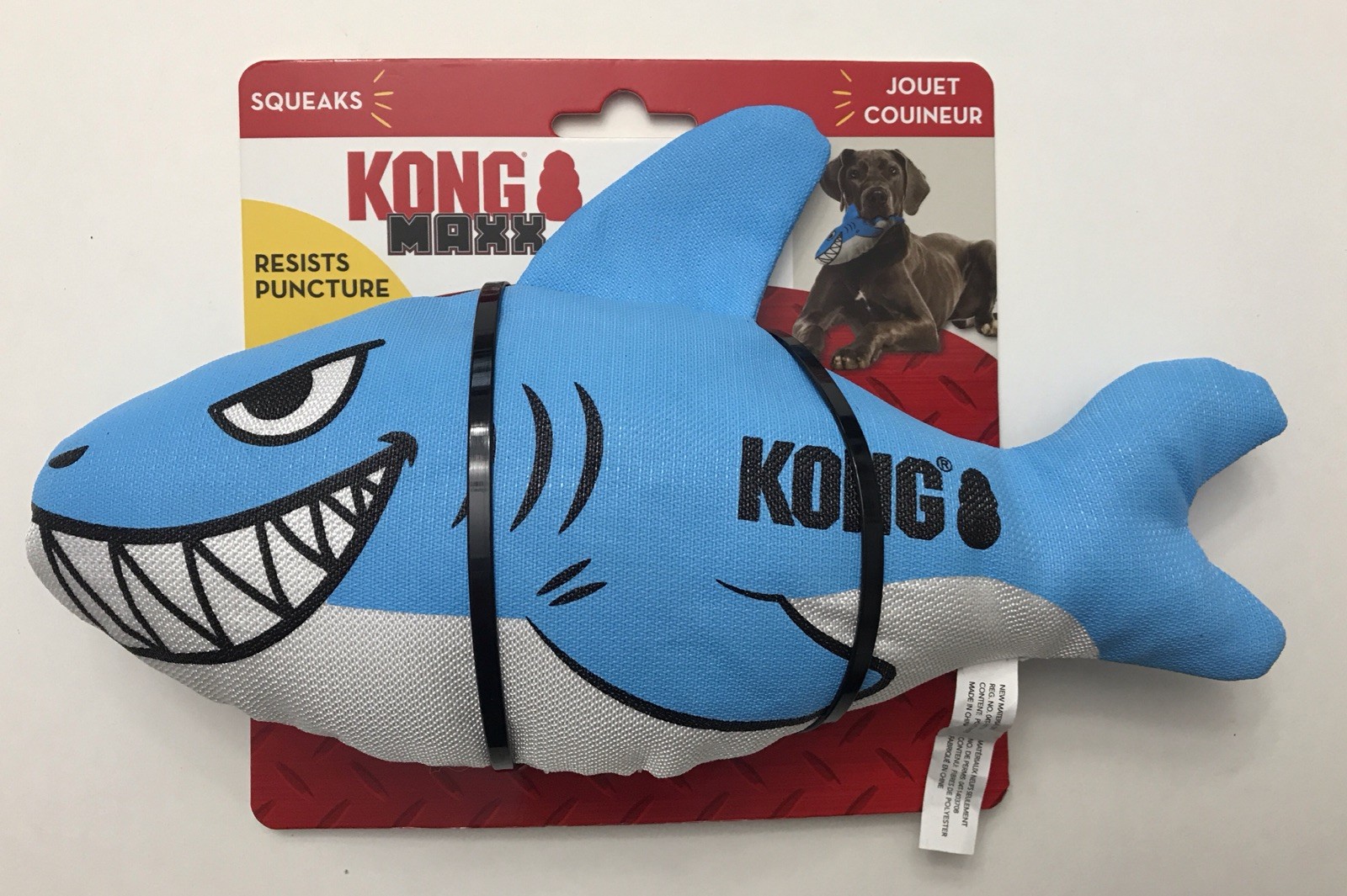 KONG Maxx Shark Medium Durable Squeaky Soft Puncture Resistant Dog Fetch Toy 10"