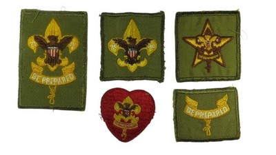 1950s-60s Boy Scouts Complete Rank Set Tenderfoot - Life Patch WORN (WSJ1163)