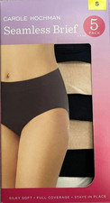 Carole Hochman Women's Seamless Brief 5 Pack Black/Nude Sz M New