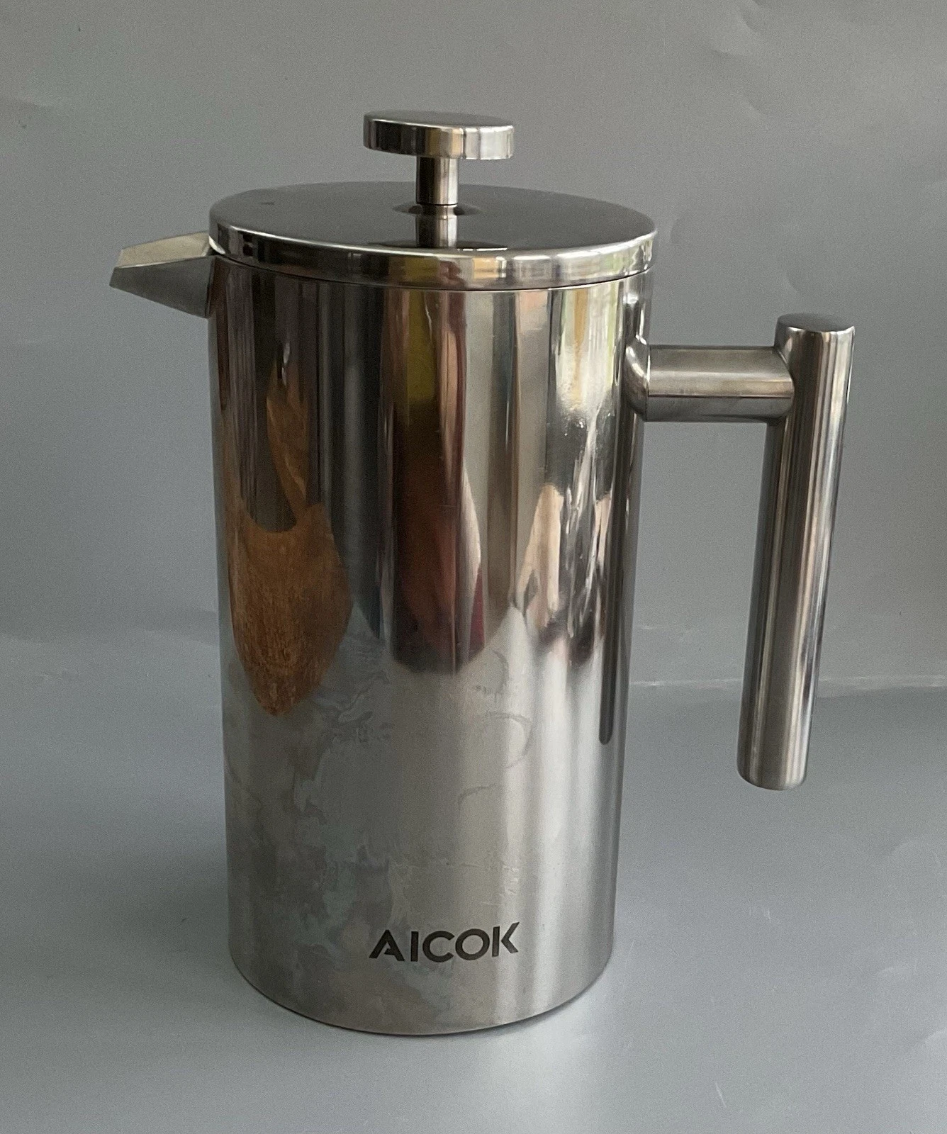 AICOK Stainless Steel French Press Coffee Maker Cafeteria Double Wall Design New