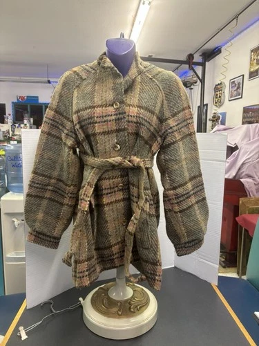 Vintage 1950's Wool Tweed Swing Coat with Belt EDGAR OF SCOTLAND