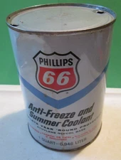 Vintage Phillips 66 Antifreeze and Summer Coolant Metal Quart Can