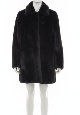 Akris Punto Women's Blue Long Sleeve Button Up Fur coat Size 6