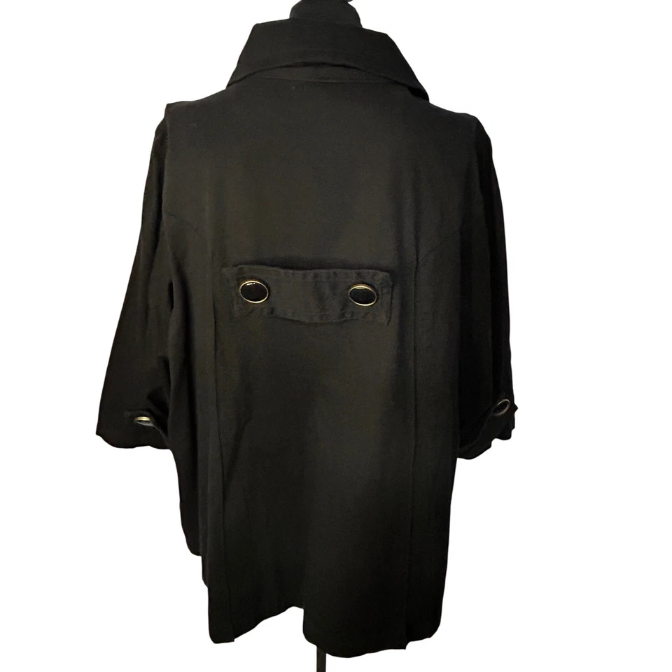 Paris Blues 复古 80 年代女式 3X 黑色纽扣前 3/4 袖夹克秋千外套 — 第 4/4 张图片