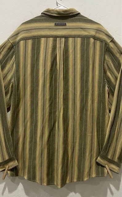 Men's XL ExOfficio Vented Shirt Long Sleeve Button Down Gray Yellow Striped Pock - Image 3 of 4