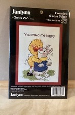 JANLYNN CROSS STITCH KIT "YOU MAKE ME HAPPY” SIZE 5 x 7 INCHES WITH FRAME.