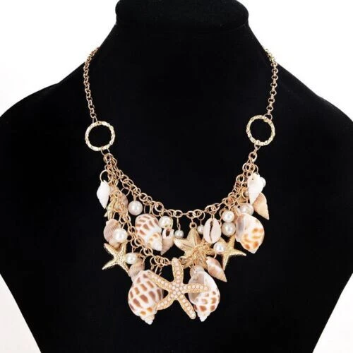 Mermaid Ocean SHELLS Beach STARFISH Sea PEARLS Betsey Johnson Shell Necklace - Image 3 of 4