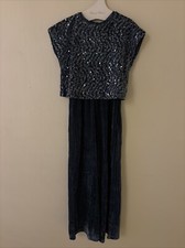 Zara Blue Sequin Jumpsuit Size 7 Girls