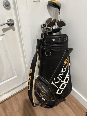 Vintage Cobra Black White Gold Staff Golf Bag 6 Way Cart Bag Pro+clubs