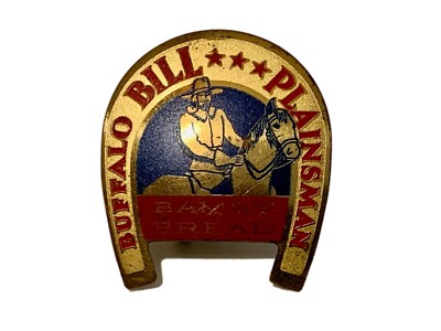 Vintage Bamby Bread Buffalo Bill Plainsman Horseshoe Collectible Pin