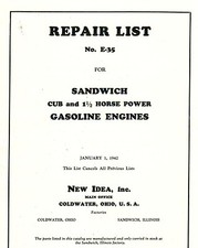 New Idea Sandwich Cub and 1 1/2 HP Gasoline Engine Book Motor Flywheel
