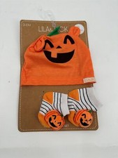 Lila and Jack First Halloween Pumpkin Hat Rattle Socks Set gift NEW NWT N14