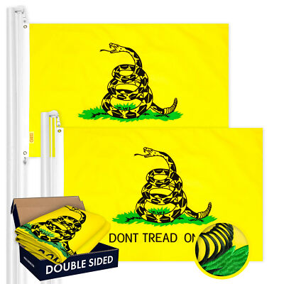 NEW G128 Gadsden Don't Tread on Me Flag 2-Pack 2x3 FT, Double Sided Emb Poly
