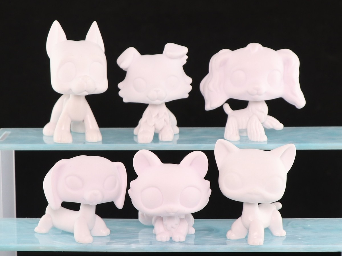 6lot Lps Custom White Base Paint lps Toys Cat Dog Great Dand
