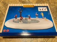 Lemax -Girls Play Hockey Too-animated Skating Pond -Holiday Village-
