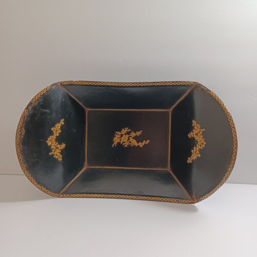 Antique Toleware Bread Tray Lacquered Tin - Picture 1 of 18