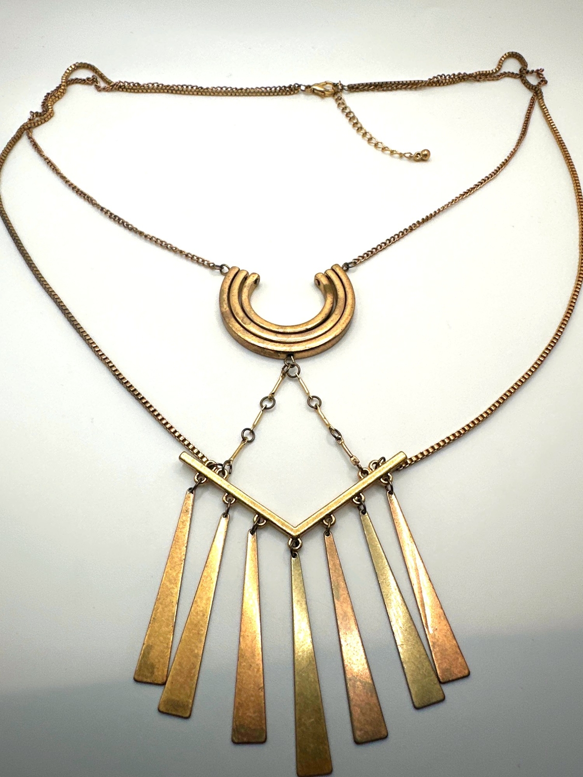 Long Crescent Dangle Retro Statement Necklace Vin… - image 3