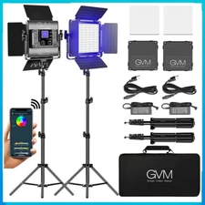 2 Pack GVM 800D-RGB Studio Video LED Photography Lighting Stand Kit APP Control