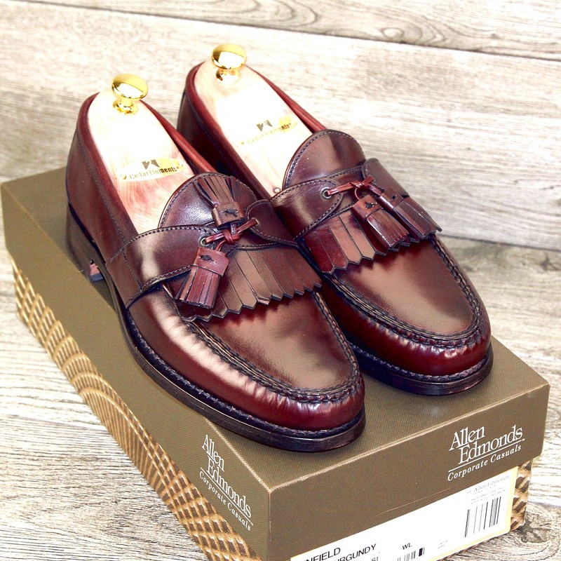 * NIB * $325 Allen Edmonds ENFIELD 10 C  (also fits 9.5 E ) Burgundy * new Trees