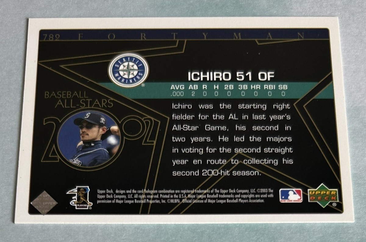 Ichiro Suzuki 2003 Upper Deck 40-Man Baseball #782 Seattle