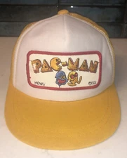 Pac Man 1981 Kids Snapback Hat Yellow Mesh Retro Arcade Trucker Hat Gamer 80’s