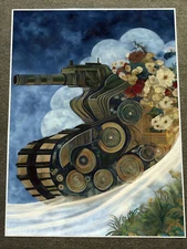 Steampunk Floral Tank Surreal Fantasy Art Poster 18x24in