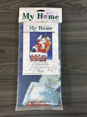 VTG Jolly Old St. Nick, Santa Flag 27x37 Vertical Flag My Home Brand - NIP