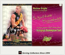 2001 ESP AFL Heroes Signature Moments Signature Redemption SM6 M. Knights #008