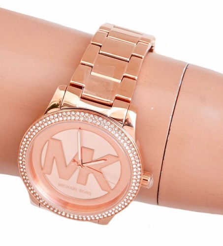 Montre pour femme Michael Kors montre-bracelet MK6880 Tibby or rose acier inoxydable cristal neuve - Photo 9 sur 10