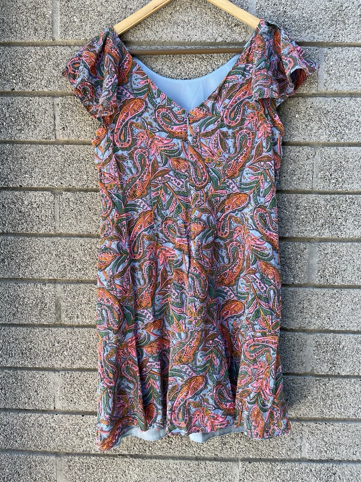 Vestido de seda J Crew 8 rosa cachemira costero preppy jardín fiesta mangas aleteadas Foto 4 de 4