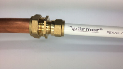 ADAPTER REDUZIERSTÜCK 22 MM KOMPRESSION COOPER X 20 MM PEX ROHR.