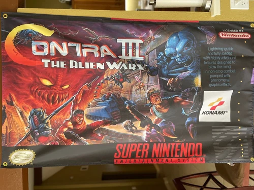 Contra 3 III: The Alien Wars 5' Flag Super Nintendo SNES 1991 Konami