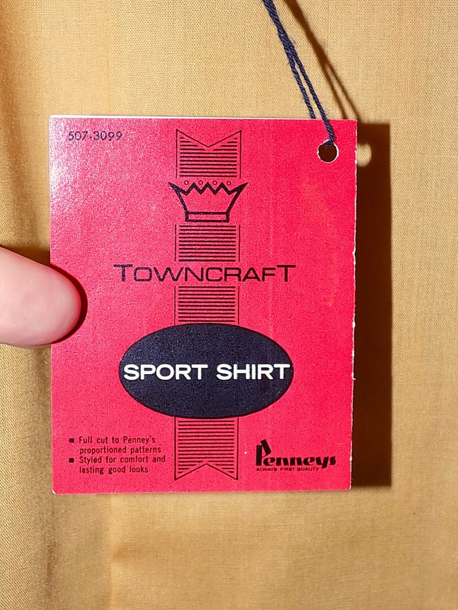 NEW! Vtg 60s PENNEYS TOWNCRAFT PENN-PREST LONG SLV SHIRT, BOARD 
