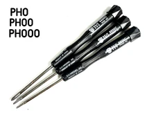 Set Of 3 Screwdrivers PH0 PH00 PH000 With Antislip Plastic Handle Phillips +2.0