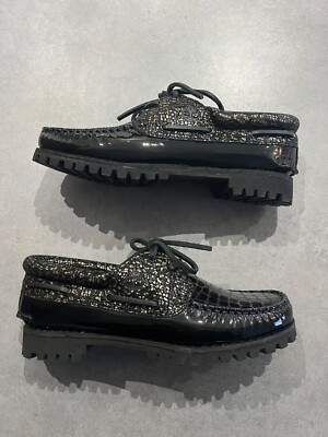 Timberland Black Patent Leather Noreen Handsewn Boat Shoe UK