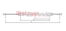 Metzger 10.9322 cable, parking brake for Mercedes-Benz