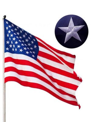 Bandiera americana 3x5 piedi resistenti ricamate stelle cucite