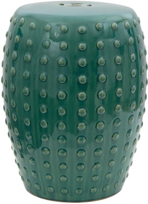 Porcelain Teal Blue/Green Garden Stool Patio Furniture Seat Raised Dot Pattern