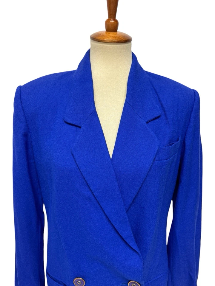 Vintage Gloria Vanderbilt  Women's 100% Wool Blazer Royal Blue size 8 - Image 2 of 4