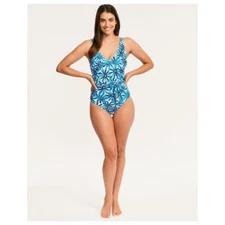 FIGLEAVES PALERMO NEW NWT 34 E 34DD 34 DD BLUE FLORAL UNDERWIRED 1 PC SWIMSUIT