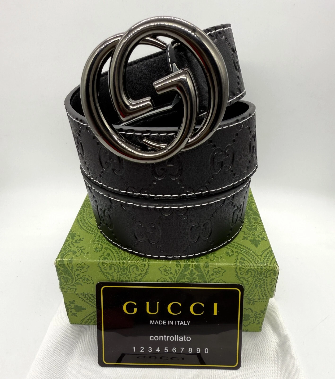 Rare ceinture cuir unisexe couleur noir GUCCI édition limitée avec boite